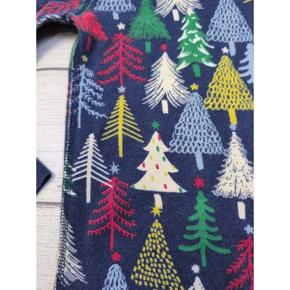 4 Hanna Andersson Twinkly Trees Long John Pajamas